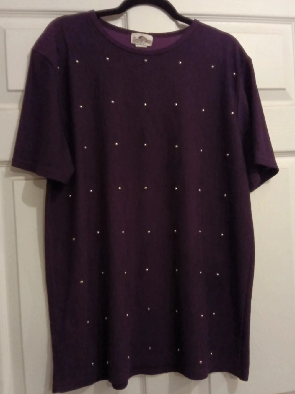 Studded Short-Sleeve Purple Women's Blouse